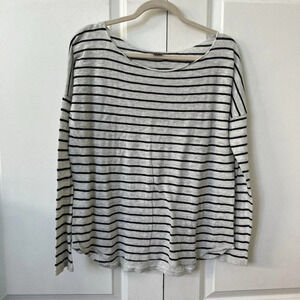 Vince  White Stripe Long Sleeve Knit Top Womens Small